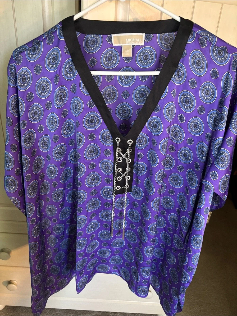 Michael Kors Purple Paisley-Print V-Neck Tunic